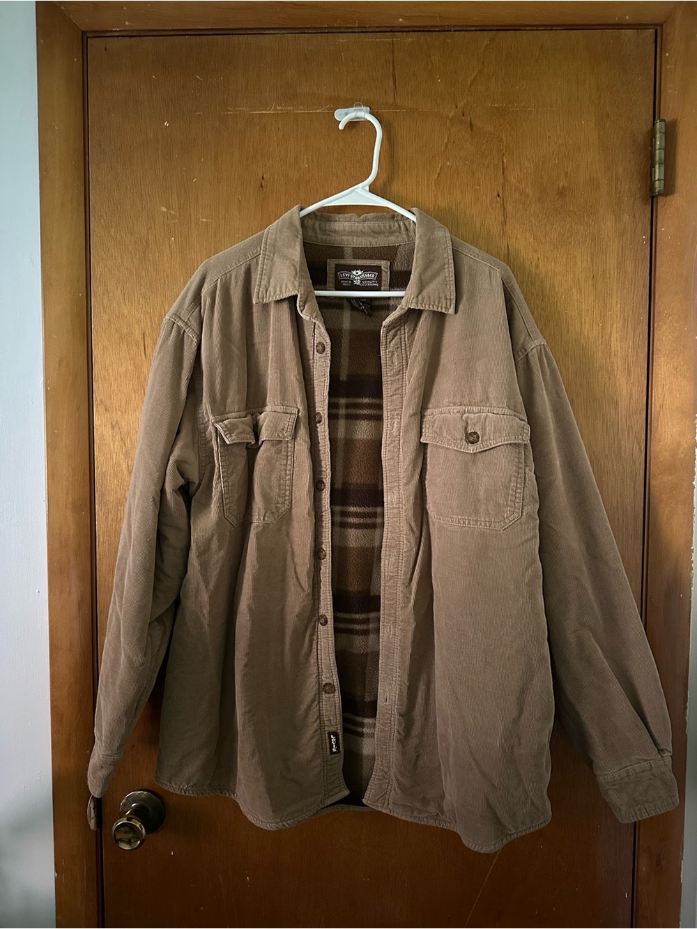 Levi's Tan Corduroy Shirt Jacket with Plaid Lining